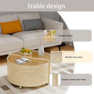 Juego de Mesa de Centro Pequeña Moderna y Ecológica con Tapa de Cristal y Marco de Metal para Dormitorio, Diseño de Ventanal, Mesa de Té Baja - Product Image 5