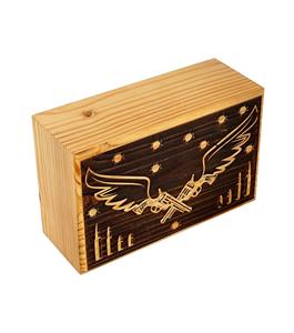 Revólver de alas de Ángel hecho a mano Urnas de cremación de madera para cenizas humanas Adulto Grande-Caja de urna funeraria (250 LB-Bala de madera de pino) - Product Image 3