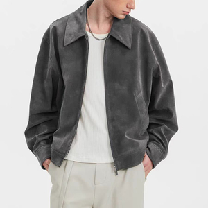 Chaqueta de gamuza fabricante de alta calidad de peso pesado Zip up Turn Down Collar chaqueta de gamuza para hombre abrigo cortavientos - Product Image 2