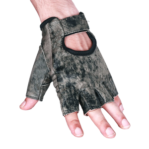 Fingerless Leather Motorcycle Gloves Vintage Distressed Customized Color Breathable Winter Protective Riding Driving Auto Racing - Product Image 4