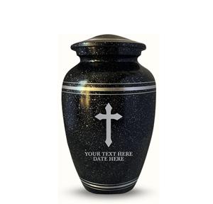Urne funéraire personnalisée en aluminium pour hommes et femmes au design moderne avec nom, date et bord argenté noir pour cendres - Product Image 6