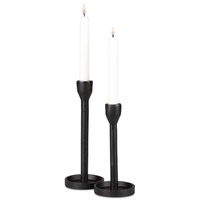 Ensemble de deux bougeoirs finis noirs décor à la maison bougeoir de fête de mariage utilisation intérieure et extérieure - Product Image 5