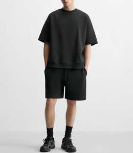 Ensemble de t-shirts pour hommes, couleur unie basique, jersey 240 grammes, col rond, manches courtes, style décontracté pour toutes les saisons, coupe ample - Product Image 3