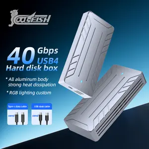 COOL FISH aufgerüstetes NVMe SSD-Hüllen 40Gbps PCIe3.0x4 USB-C-Adapter 4TB M-Key SSD 2280 Premium Aluminiumgehäuse