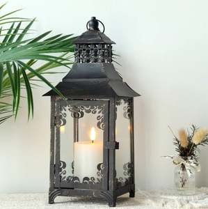 Lanterne de table noire porte-bougie, usage classique, décoration pour la maison, hôtel, restaurant, mariage, bureau, fabriquée en Inde, vente en gros - Product Image 2