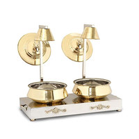 Frottement Offres Spéciales Or Plaqué Chauffe-Plats Buffet Plat de Service Ensemble De 2 chauffe-Plats Avec Support Unique À Durable Qualité