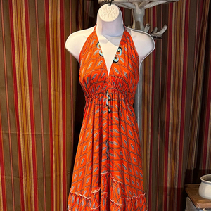 New Summer Wholesale Modern Stylish Woman Sexy Clothing Long Maxi Dress Deep V Neck Printed Vocation Backless Dresses Ladies - Product Image 1