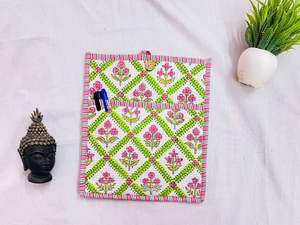 Sac à manches i pad, sac à manches Ipad en coton matelassé imprimé Handblock à la main, étui Ipad taille personnalisée - Product Image 4