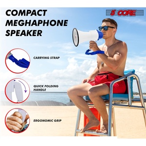 5 Core Megaphone 30W Bull Horn PA <b>Speaker</b> w 800 Yards Range Loud Siren Voice <b>Amplifier</b> Portable - Product Image 2