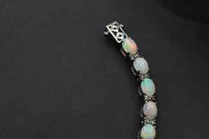 Natural Ethiopian <b>Opal</b> Zircon <b>Bracelet</b> Pave Fire <b>Opal</b> Tennis <b>Bracelet</b> Sterling Silver Wedding Anniversary Jewelry - Product Image 4