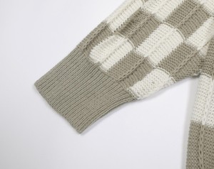 Automne Hiver Vintage Hommes Rétro Américain Motif Damier Pull - Product Image 6