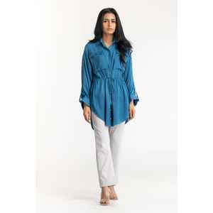 Chemise en tissu popeline bleue 224-217-007 - Product Image 2