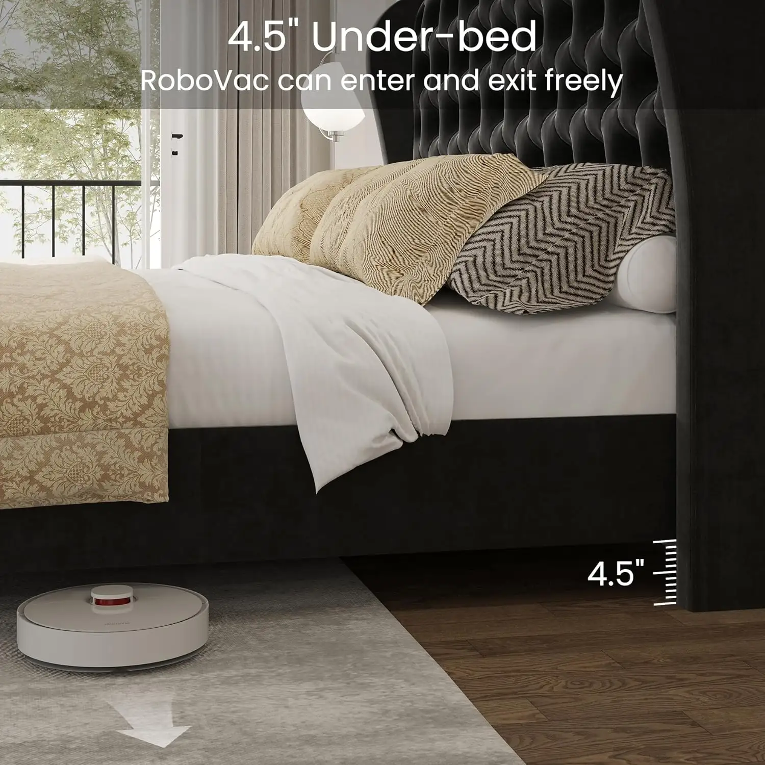Miglior scelta Design moderno stile Full size telaio in legno per camera da letto di colore nero con legno naturale