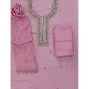 Unstitched Dola Silk <b>Fancy</b> <b>Suit</b> Festive Hand Work Heavy Georgette Pakistani Style Indian Ethnic Wear for Parties - Product Image 1