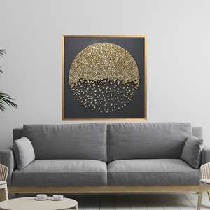 Tableau sur toile imprimé moderne - Décoration abstraite élégante pour la maison, encadré or - Product Image 1