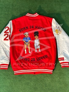 Custom Mens Varsity <b>Jacket</b> with Embroidered Logo Winter <b>Baseball</b> <b>Bomber</b> <b>Jacket</b> with Zipper OEM High Quality Streetwear Coat - Product Image 2