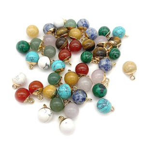 Abalorios de bola de malaquita redonda de 10 MM-Venta al por mayor de colgantes pequeños galvanizados en oro que hacen amuletos - Product Image 2