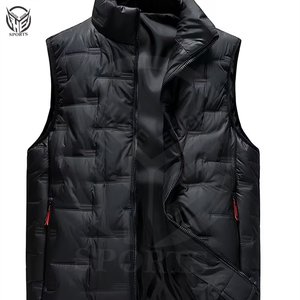 Gilet matelassé coupe-vent à capuche pour homme, fermeture éclair, vêtement d'extérieur, 100% polyester, écologique, séchage rapide - Product Image 1