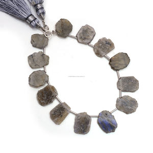 Cuentas de piedras preciosas con forma de rebanada lisa de labradorita, 6 pulgadas, 12x10 a 14x11 MM, hebra utilizada para hacer joyas, pulseras, collares, artículos - Product Image 2