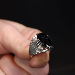 Azuris Turkish-Made 925 Sterling Silver Men's <b>Ring</b> Original Ottoman Style with Natural Stone VALKH1992 - Product Image 4