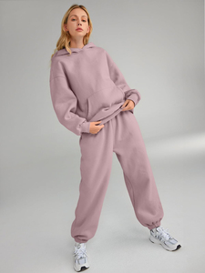 Ensemble de survêtement pour femme à capuche en deux pièces, très vendu pour l'hiver, taille plus, 100% coton - Product Image 3