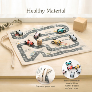 Alfombrilla de juego de lona educativa para niños, juego de juegos de mesa de interacción familiar con coches de juguete de madera y dados, juguete de mesa - Product Image 2