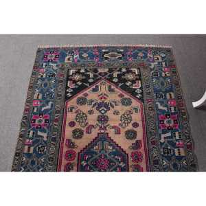 Alfombra Turca de 4.2x6.9 pies, Alfombra Vintage Azul con Diseño Floral de Lana - Product Image 4