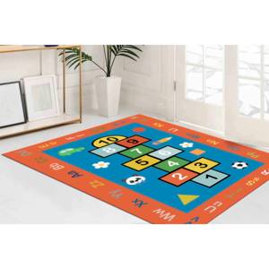 Tapis pour enfants Hopscotch : Alphabet, chiffres, décoration de salle de jeux, tapis imprimé, tapis fin non tissé - Product Image 4