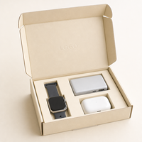 Boîte pliable en carton ondulé personnalisée avec insert logo en aluminium pour l'emballage de montres connectées, de batteries externes et d'écouteurs sans fil