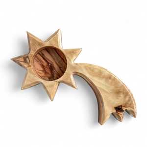 Bougeoir en forme d'étoile fait à la main en bois d'olive unique de haute qualité - Product Image 1