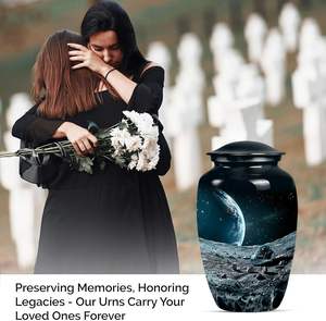 Vue de l'espace Urne funéraire Grande crémation commémorative pour les cendres humaines Urnes funéraires pour la forêt Urne noire Taille personnalisée - Product Image 6