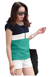 T-shirts pour femmes à col rond, confortables, décontractés, à manches courtes, 100% coton, imprimés personnalisés, couleur unie, longueur longue - Disponible - Product Image 3