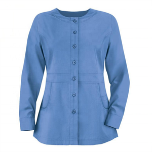Blusa de uniforme de enfermera para mujer, color marrón, manga larga, con bolsillo frontal, para uso hospitalario, de punto, de algodón y poliéster, con detección de agujas - Product Image 3