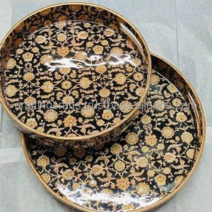 โถถาดกลม MDF ขัดเงาพร้อมพิมพ์ pichwai ของตกแต่งบ้านของขวัญคืนพิมพ์ลายเคลือบสำหรับงานแต่งงานขึ้นบ้านใหม่หรือ Diwali - Product Image 1