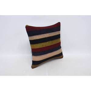 Coussin en laine patchwork multicolore Kilim 16x16 pouces Coussin décoratif de luxe Vintage Fluffy Leaves Pattern Portable Bedding - Product Image 3