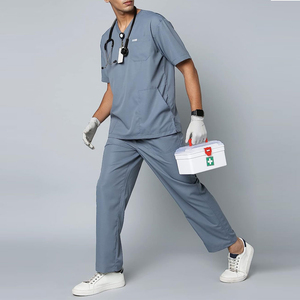 Ensembles d'uniformes d'hôpital personnalisés pour hommes gommages gommage dentaire 100% coton pour soins infirmiers médicaux chirurgicaux gommages hospitaliers d'été - Product Image 4
