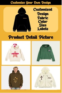 Sweat à capuche brodé imprimé en 3D unisexe, logo personnalisé, ample, décontracté, épaisseur, pull, sweat-shirt à carreaux teints en plaine, hommes et femmes - Product Image 5