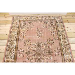 Tapis vintage 4,3x6,6 pieds, tapis turc, tapis à carreaux rouges - Product Image 3