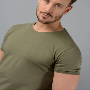 เสื้อยืดสตรีทแวร์เข้ารูปสำหรับผู้ชายเสื้อออกกำลังกายผ้าฝ้าย93% น้ำหนักเบาเข้ารูปขอบโค้งยาวปรับแต่งได้ - Product Image 5
