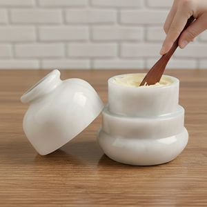 Pot à beurre en céramique traditionnel pour beurre frais et tartinable, élégant rangement de cuisine - Product Image 6