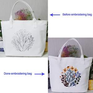 Sac fourre-tout en toile de coton biologique avec broderie personnalisée pour le bricolage, la publicité, cadeau Sacs fourre-tout 100% coton pour femmes OEM fabriqués au Vietnam - Product Image 2