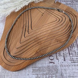 Perles Sterling 20 Pouces Collier 4mm Main Strung Élégant En Argent Sterling Bijoux Faits À La Main Cadeau Pour Les Femmes - Product Image 3