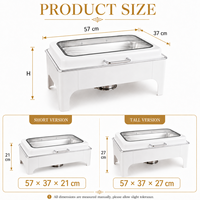 Chauffe-Plat Rectangulaire Électrique Hydraulique de Luxe en Acier Inoxydable Blanc 9L pour Buffet, Hôtels, Restaurants et Traiteurs