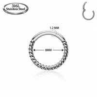 Anneau segmenté articulé en acier inoxydable 316L plaqué or pour piercing de corps, septum, nez, cartilage, hélix, tragus