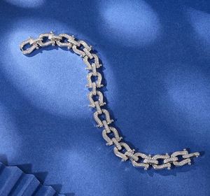 <b>Silver</b> Horseshoe Link <b>Bracelet</b> <b>Bangle</b> Minimalist Claw Setting Chain Jewelry for Anniversary Gift - Product Image 4
