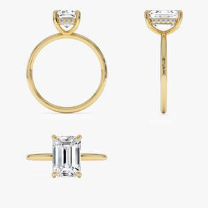 Anillo de Compromiso Glamuroso con Diamante Cultivado en Laboratorio, Corte Esmeralda, Halo Oculto, 2.10 Ct, E-F VS, Oro de 14K, para Ocasiones Especiales y Fiestas - Product Image 4