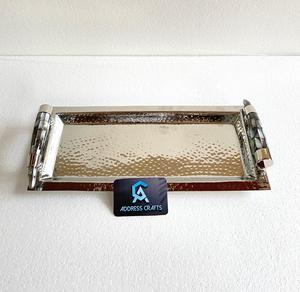 Plateau de rangement en acier inoxydable à prix abordable avec poignée en acrylique, plateau à thé de qualité supérieure pour le salon, la maison, l'hôtel, plateau de service - Product Image 4