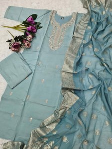 Conjuntos de Salwar Kameez para Adultos, Diseño Atractivo y Original, Tela de Seda Chanderi con Bordado, Cómodos, para la Venta 2026 - Product Image 5