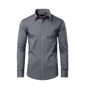 Superventas-Camisas de vestir de negocios para hombres Camisa de vestir de ajuste regular de manga larga sin arrugas Camisa de vestir formal sólida de Vietnam - Product Image 6