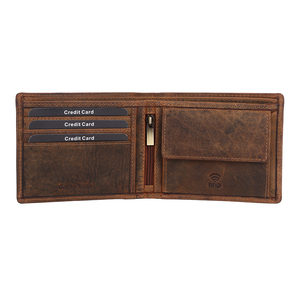 Cartera corta de cuero para hombre con cierre abierto, cadenas bordadas, decoración, forro de algodón, tarjetero, cartera para caballero - Product Image 3